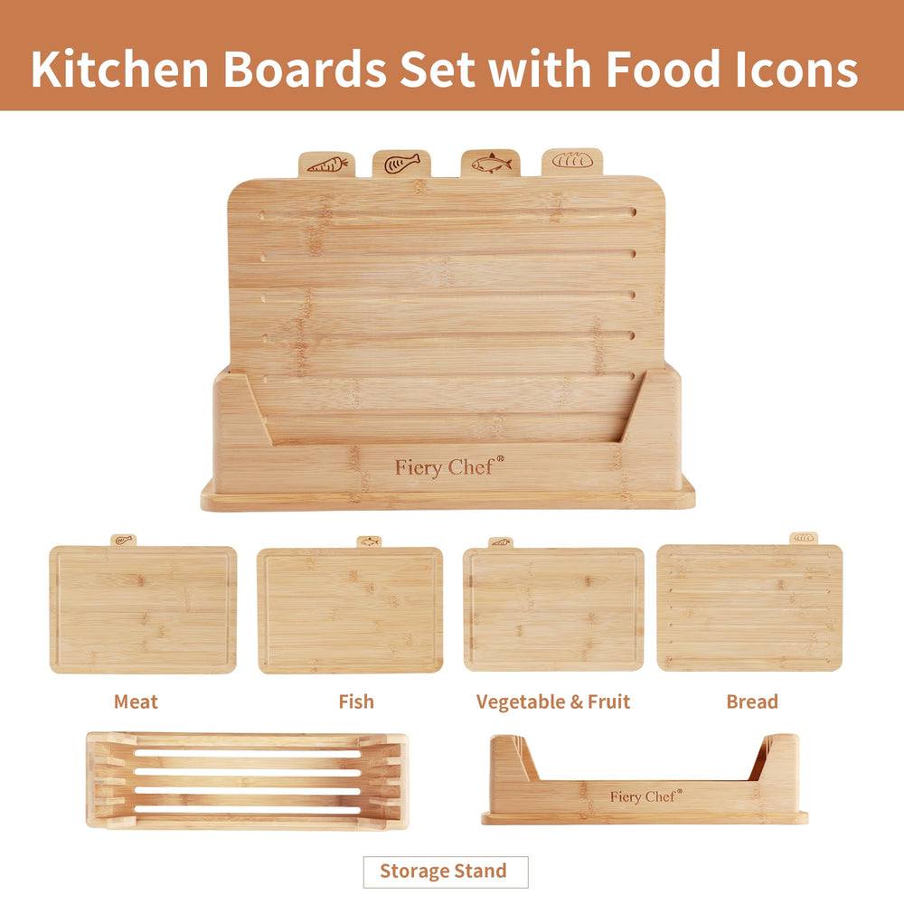 Set de Planches à Découper avec Icônes Alimentaires.