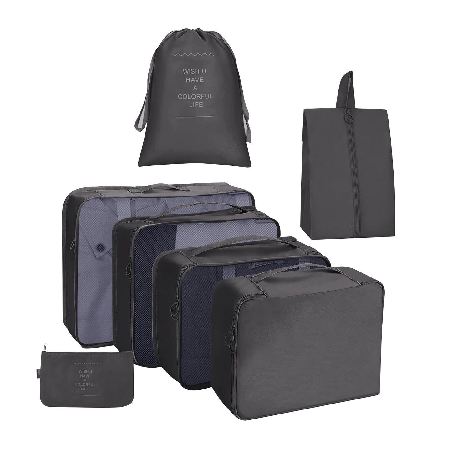 8Pcs Ensemble De Sacs De Voyage Pliables