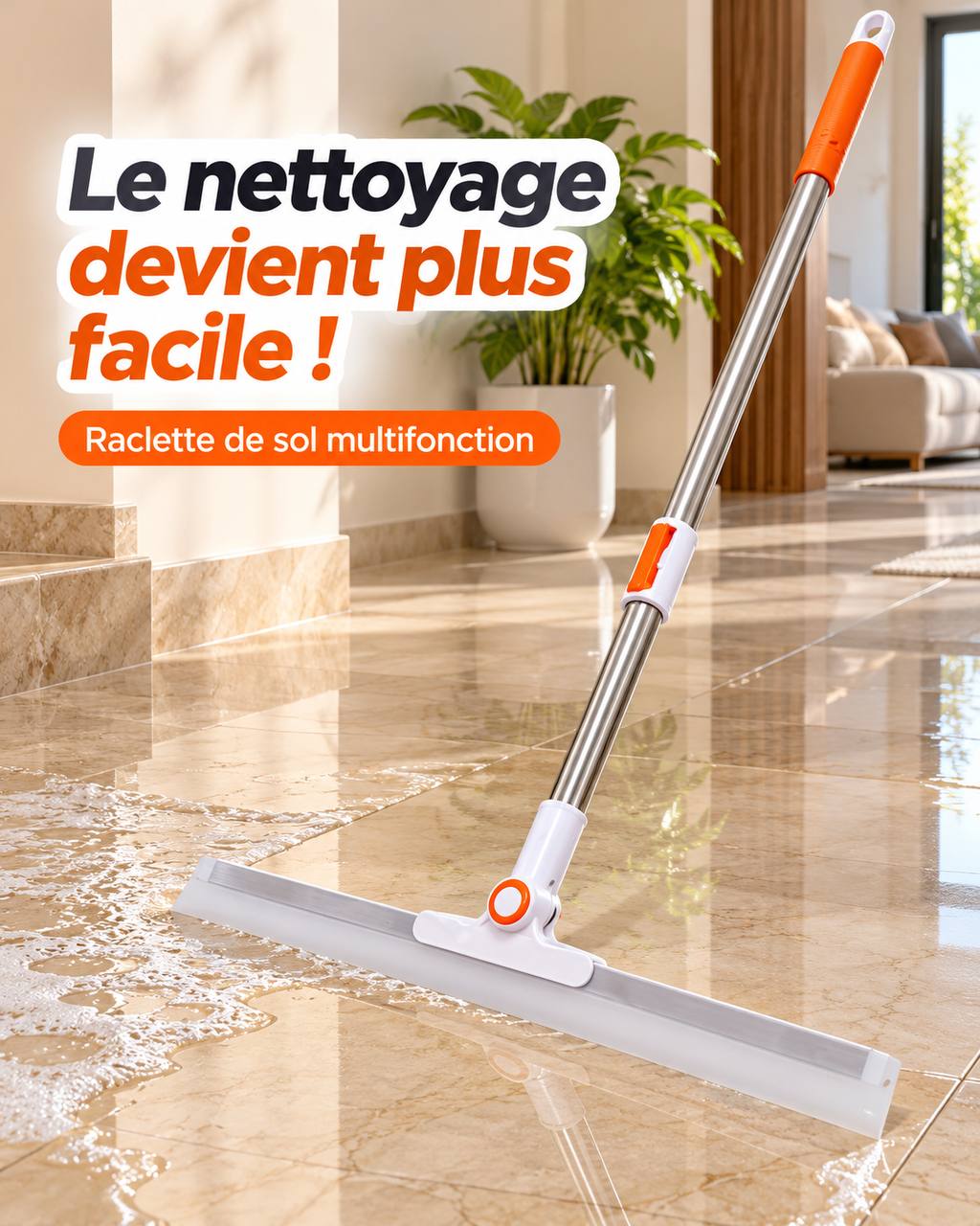 Raclette de Sol Multifonction en Silicone – Manche Télescopique